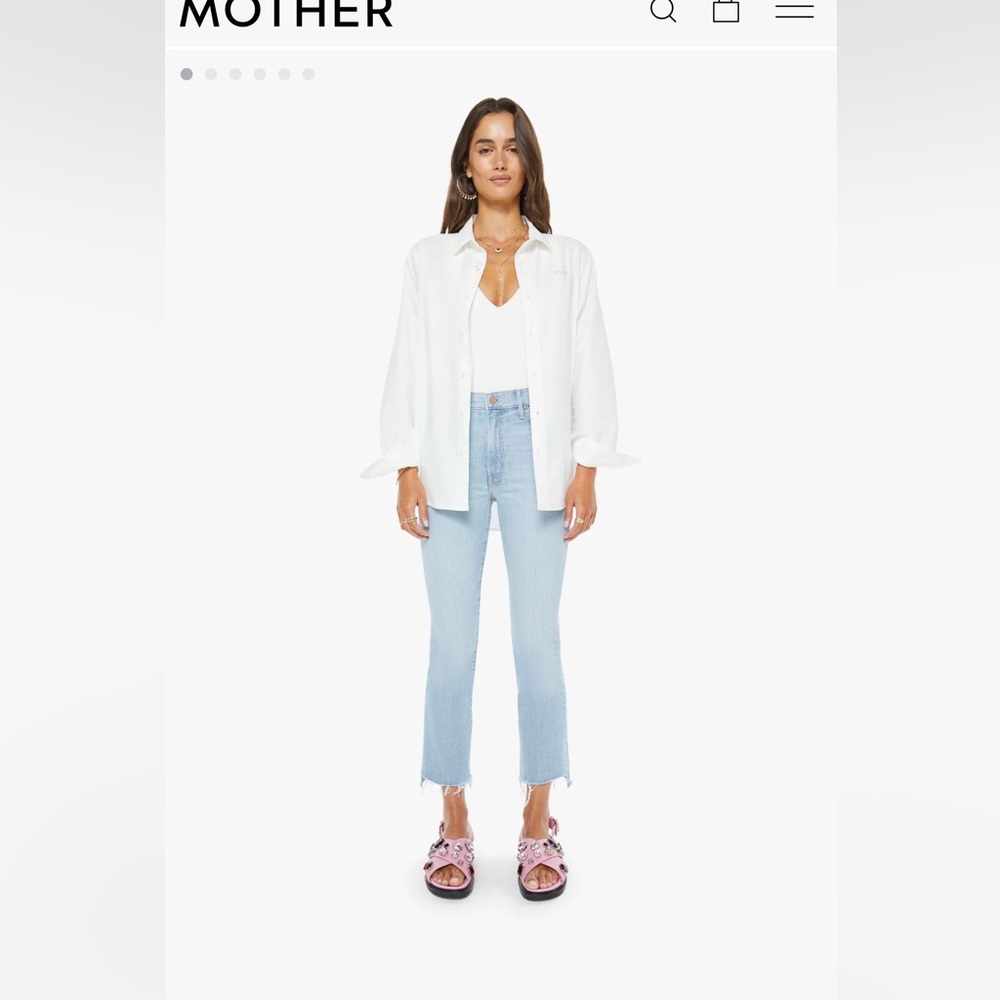 MOTHER Light Blue High-Rise Crop Jeans
Insider Crop Step Frey 
Size 32
